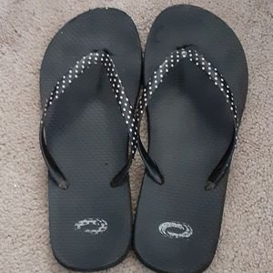 Cute Polka-Dot Black Flip Flops (size 7.5)